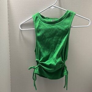 Zara Bright Green Ribbed Side-Tie Tank Top